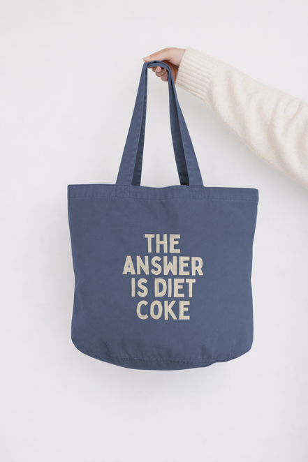 The Answer Is Diet Coke | Tote Bag: Vintage Denim