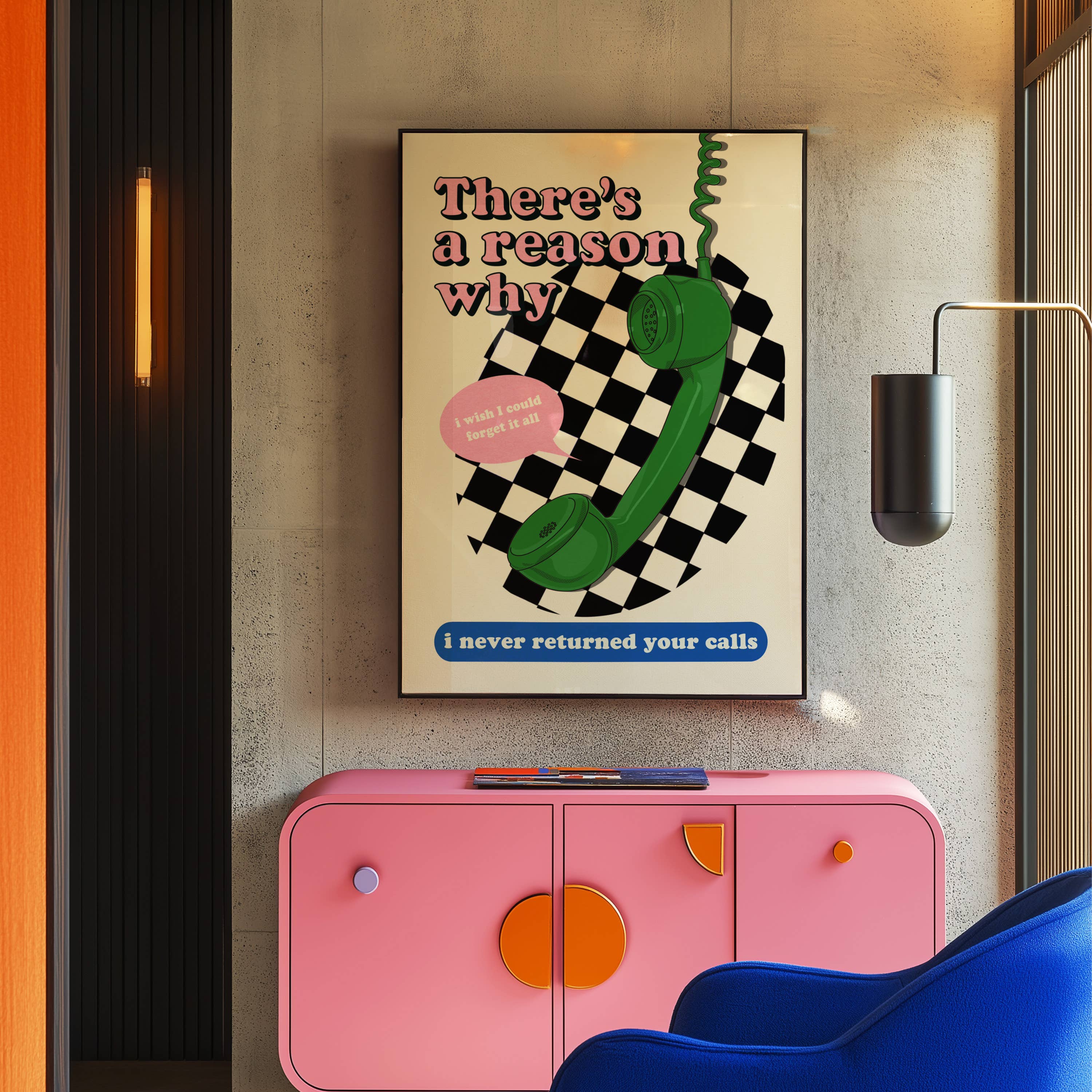 There's A Reason Why Art Print: Green/Pink/Blue / A3