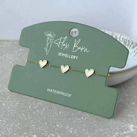 Tarnish Resistant Asymmetric Pearlescent Heart Bracelet