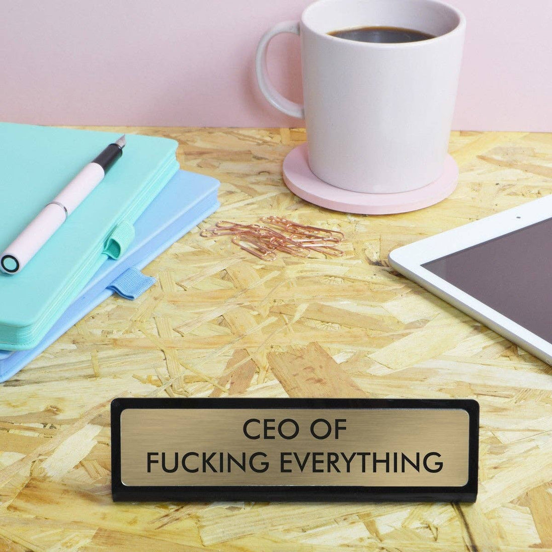 CEO Of Fucking Everything Desk Plate Sign: Medium