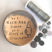 Kick-Ass Pigeon Ceramic Dish – Handmade Trinket Dish