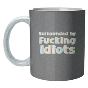 Mugs 'Surrounded by fucking idiots': Mug Colour Inner & Handle 11oz - Orange