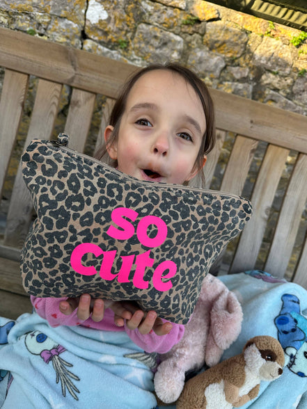 Leopard Print Pouch- So Cute - Dottie’s Design: Hot pink