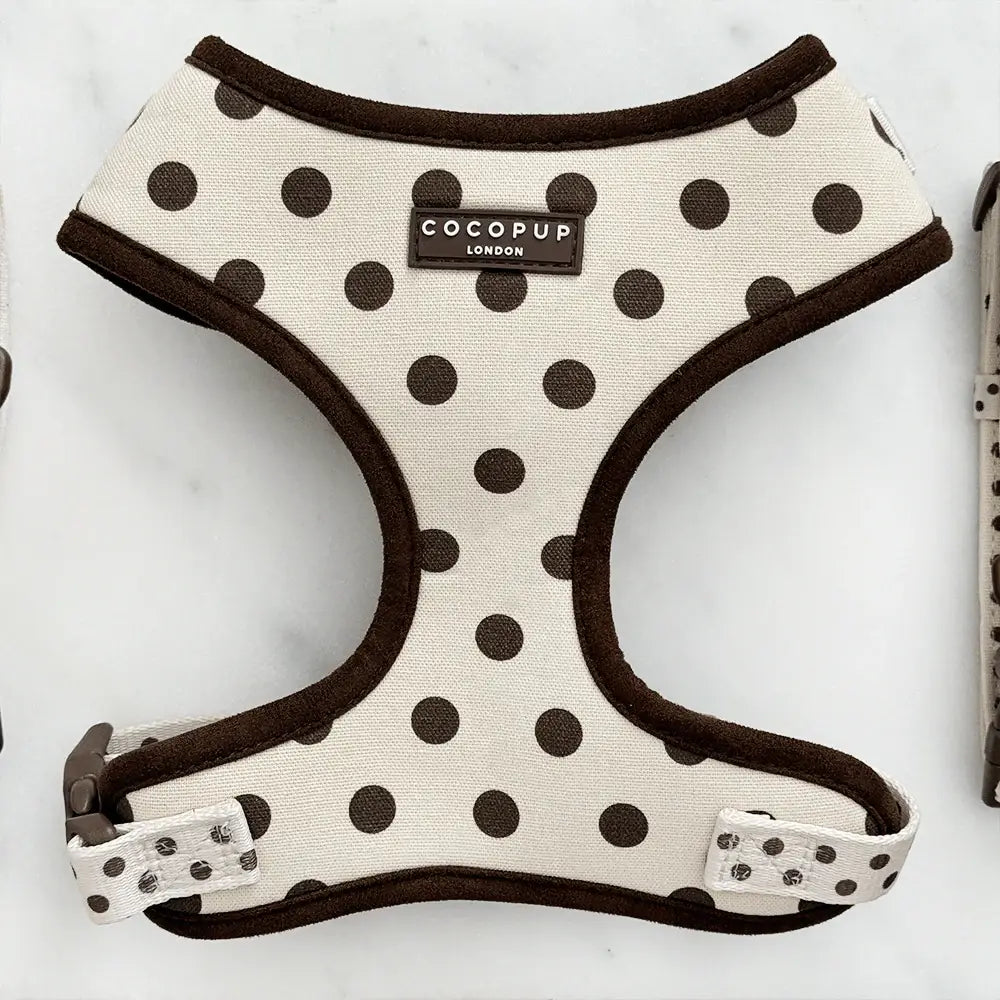 Tiramisu Polka Dot Adjustable Neck HARNESS: XS