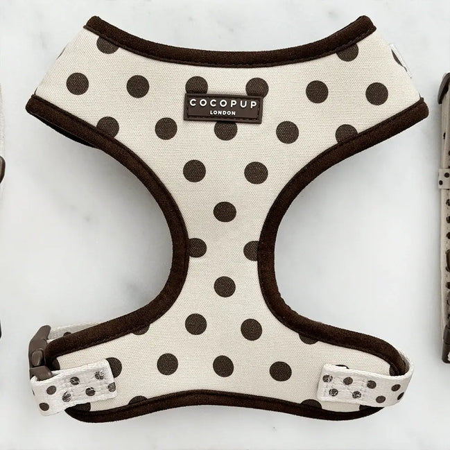 Tiramisu Polka Dot Adjustable Neck HARNESS: S