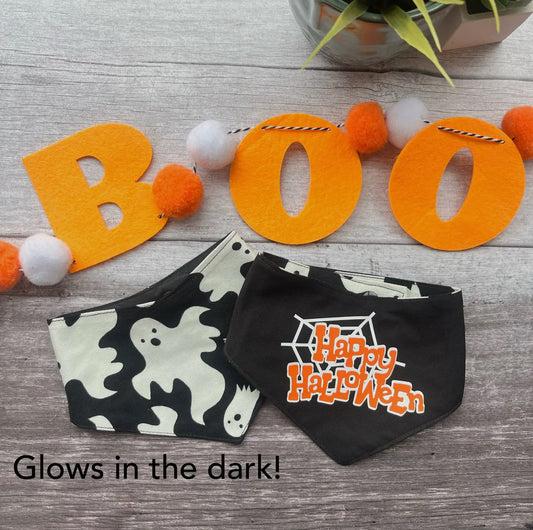 Glow in the Dark Ghosts - Halloween Dog Bandana