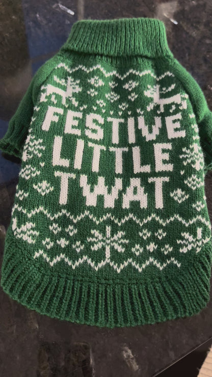 Festive ‘Little Twat’ Dog Jumper